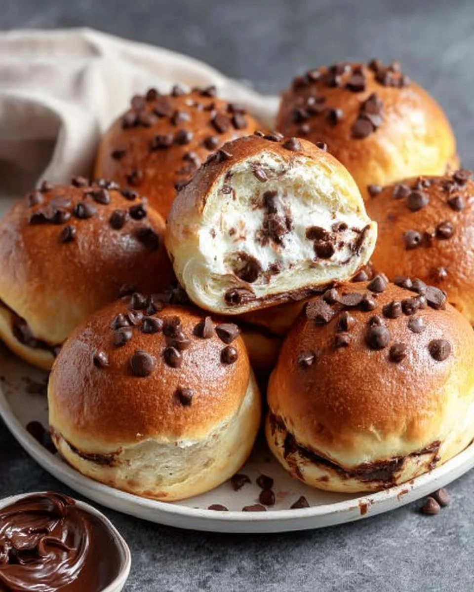 Leckere 10-Minuten Schoko-Brötchen mit Quark auf einem rustikalen Holzbrett