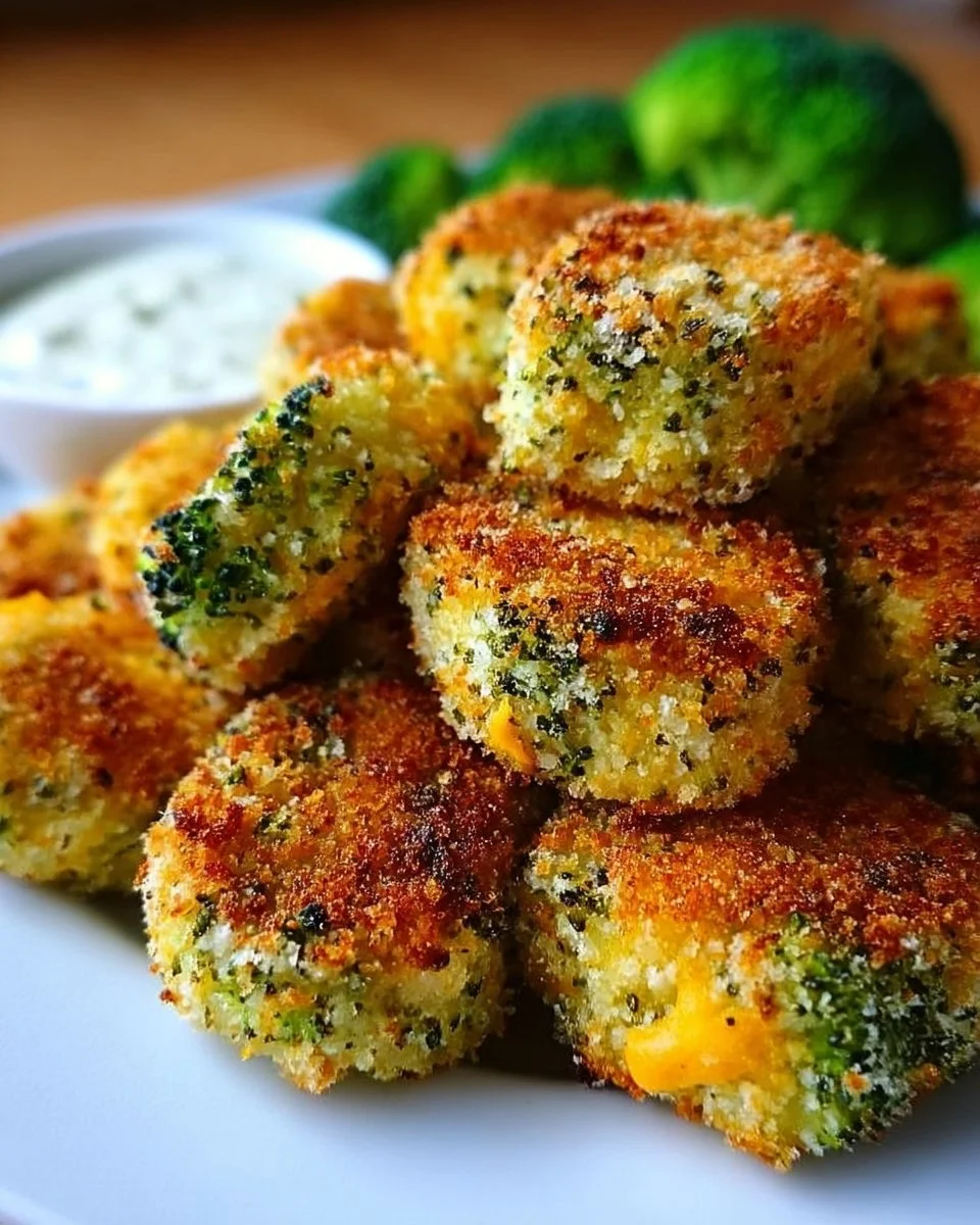 Köstliche Brokkoli-Käse-Nuggets auf einem Teller serviert