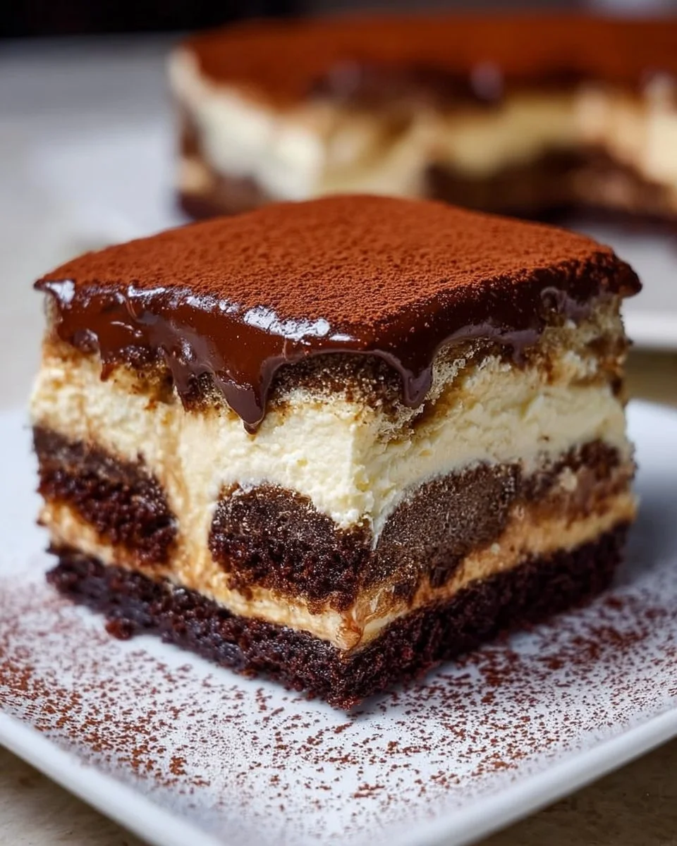 Leckeres Brownie Tiramisu mit Schokolade und Kaffeenote