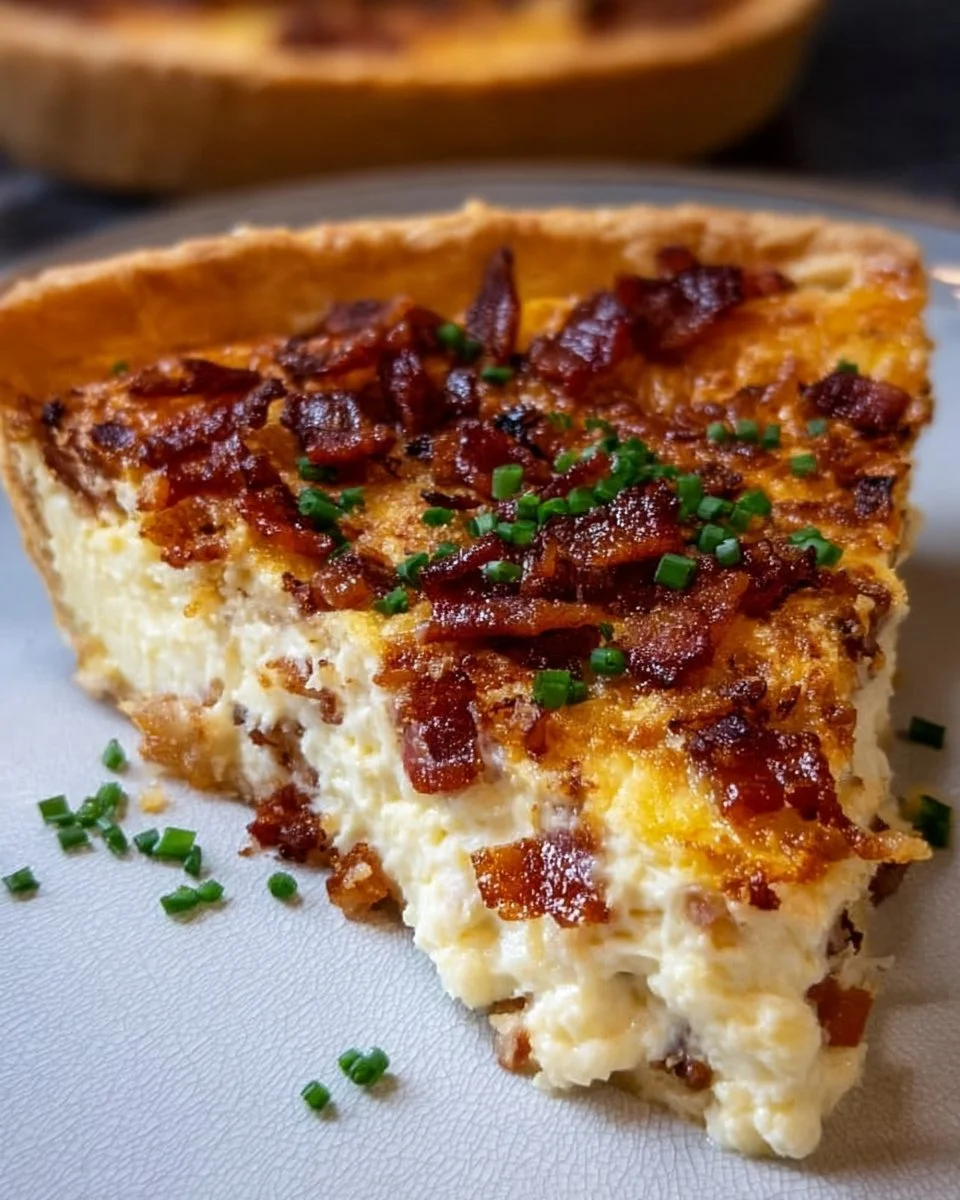 Knusprige Speck-Zwiebel-Quiche mit goldbraunem Teig und herzhaftem Belag