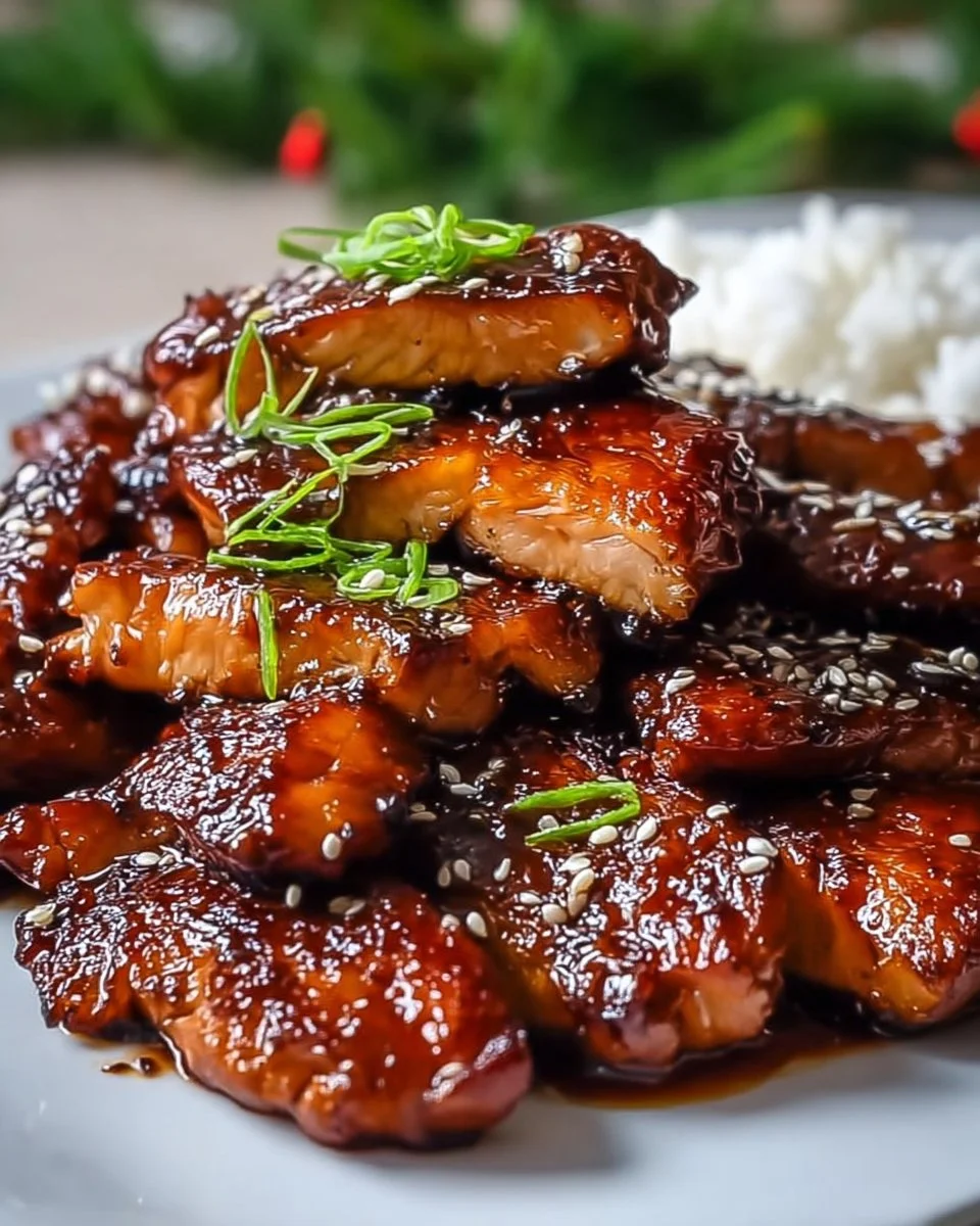 Saftiges Char Siu Hähnchen mit einer aromatischen Marinade auf einem Teller