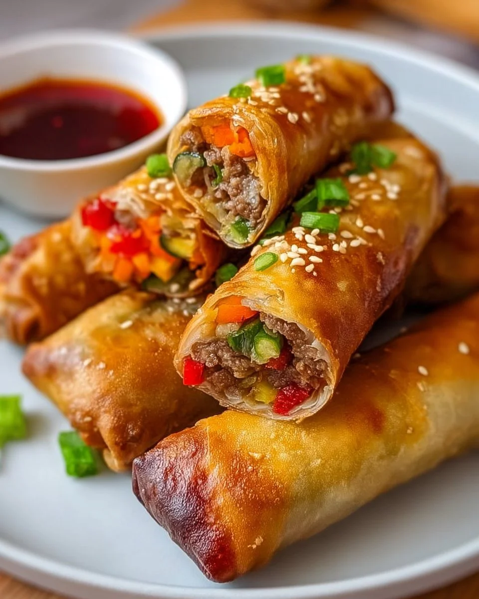 Crispy Frühlingsrollen aus der Heißluftfritteuse, knusprig und lecker.