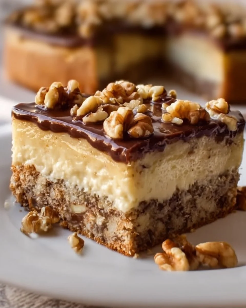 Friss-dich-dumm-Kuchen mit Walnüssen auf einem Teller