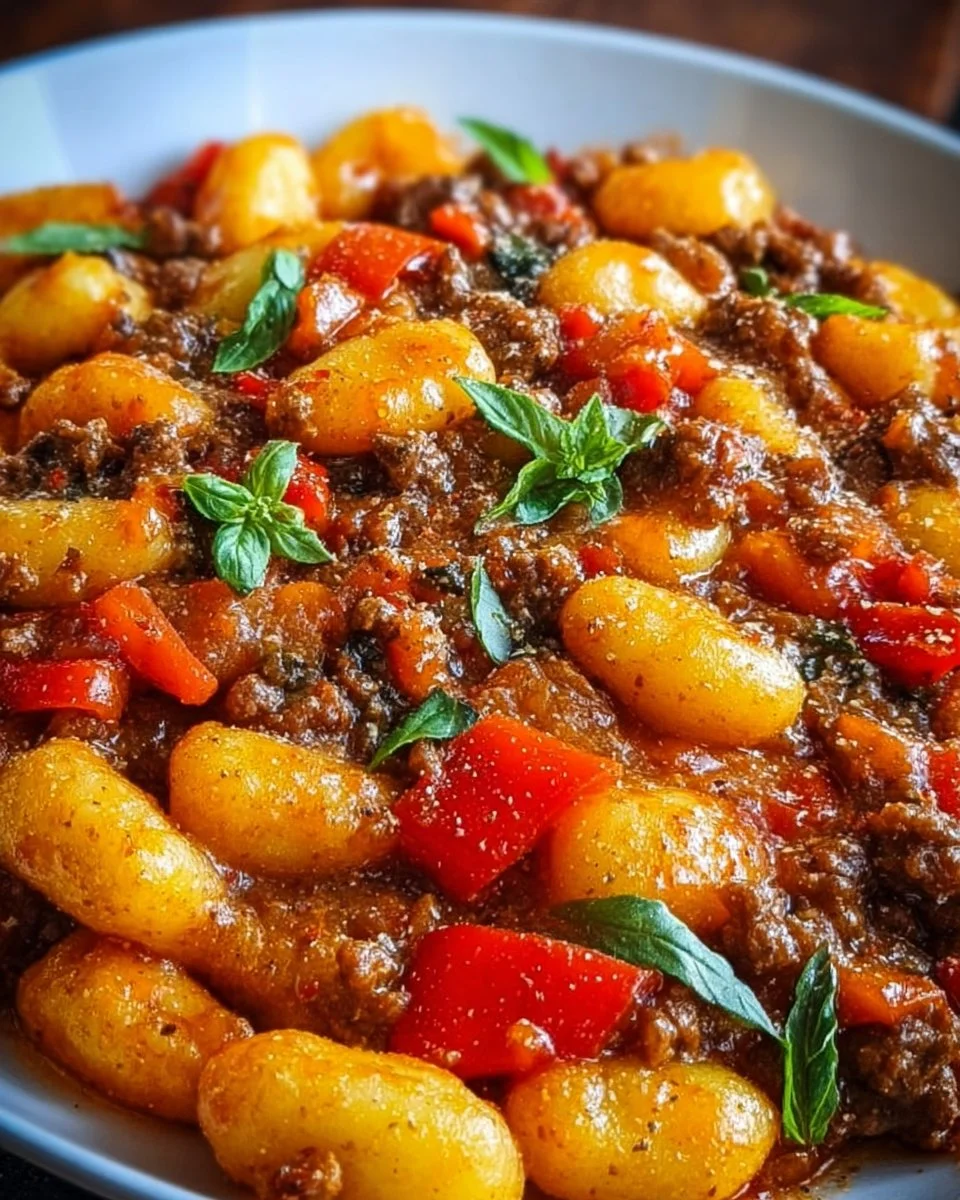 Leckere Gnocchi Pfanne mit frischen Zutaten zubereitet