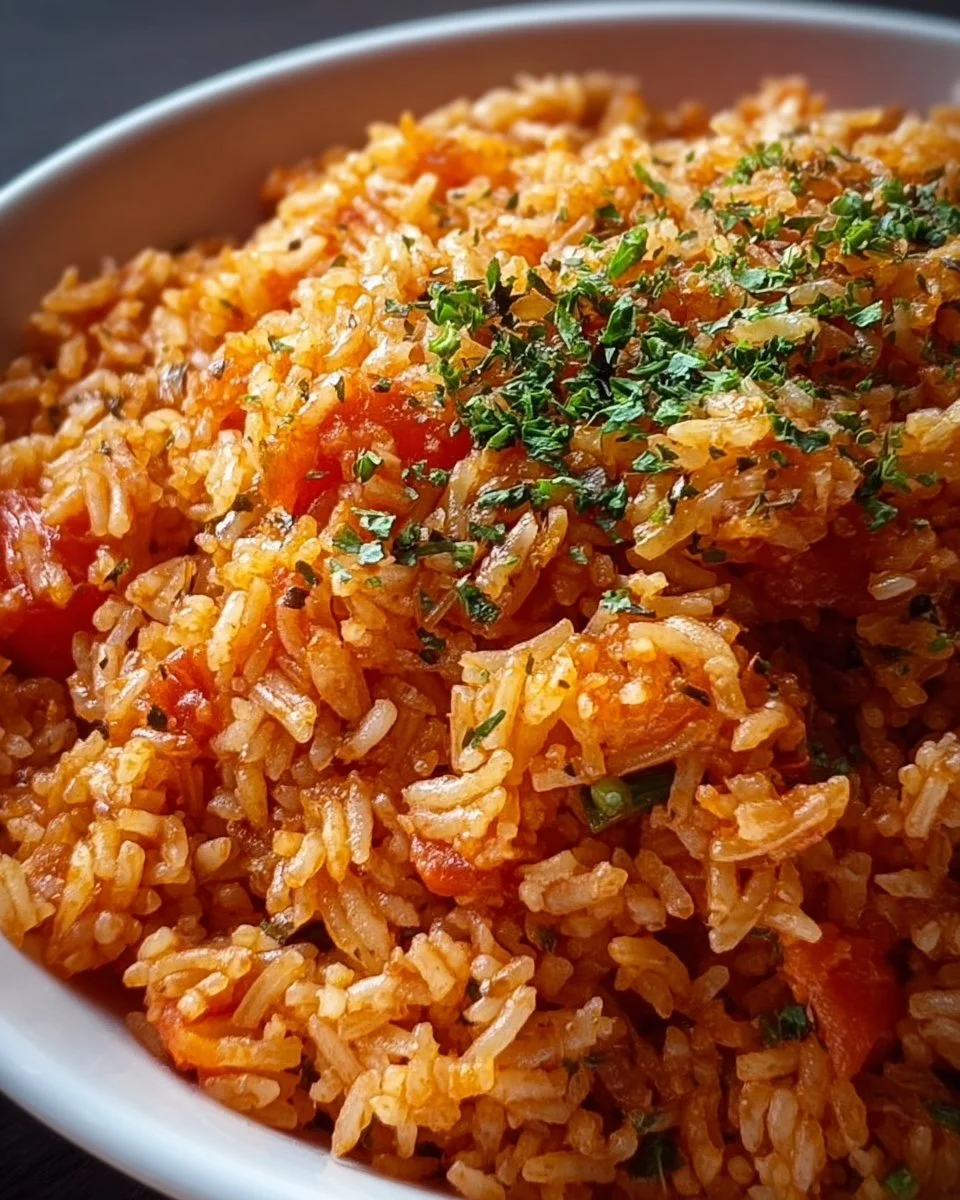 Griechischer Tomatenreis mit frischen Tomaten und Gewürzen