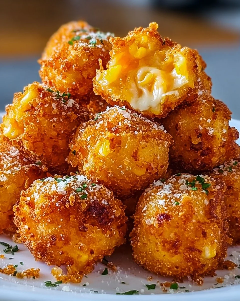 Knusprige Mais-Käse-Bissen auf einem Teller, idealer Snack für jeden Anlass