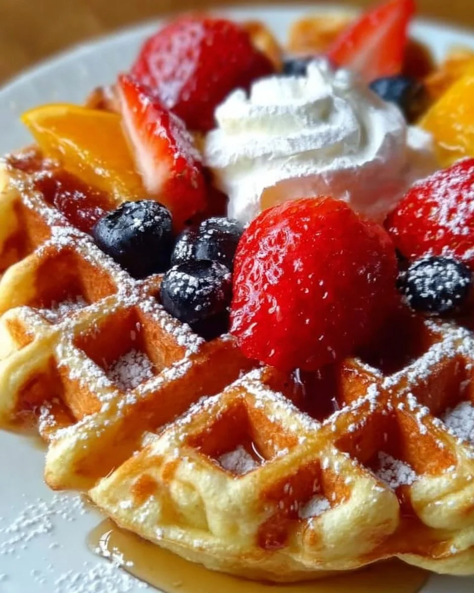 Proteinreiche Skyr Waffeln auf einem Teller