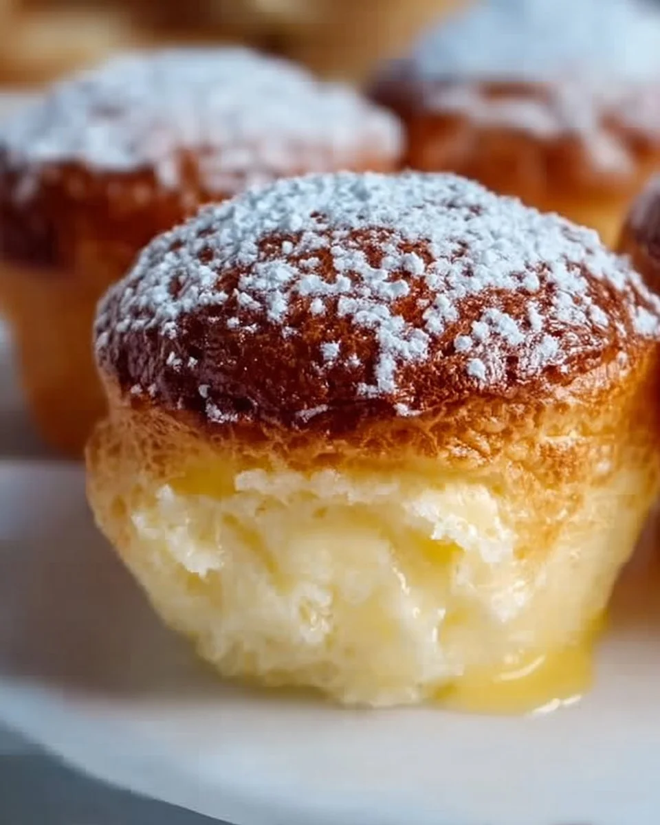 Quark-Muffins mit Vanillepudding auf einem Teller