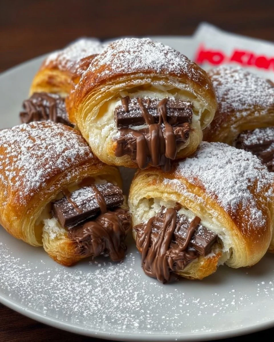 Schnelle Kinderriegel Croissants frisch gebacken auf einem Teller