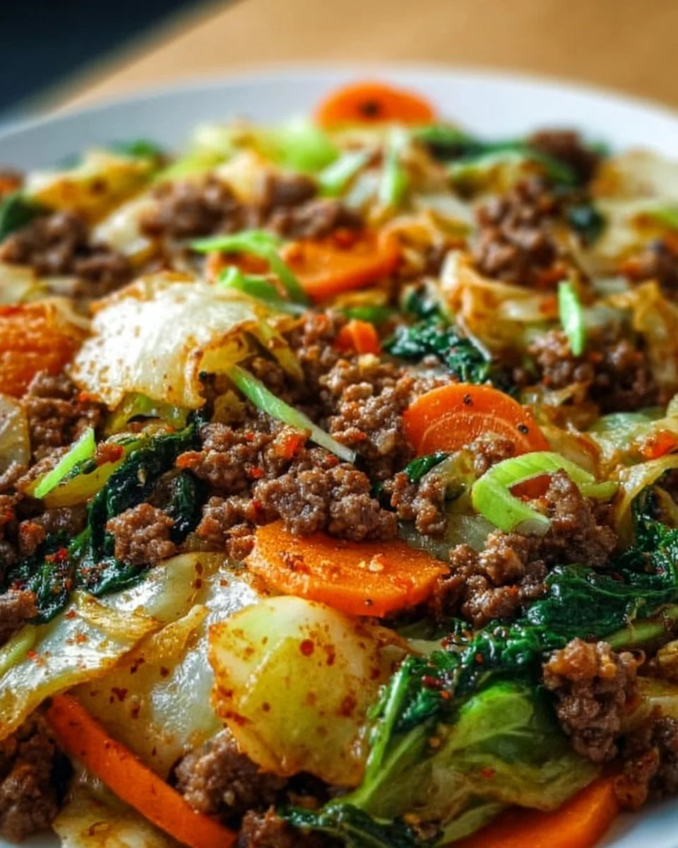 Würzige Chinakohl-Rinderhack-Pfanne mit frischen Zutaten