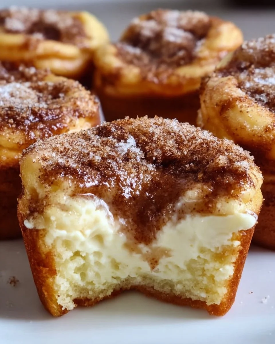 Zimt-Cheesecake-Muffins auf einem Teller serviert