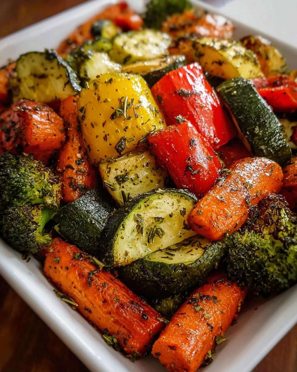 Ein gesundes Gericht aus buntem Gemüse, zubereitet im Airfryer.