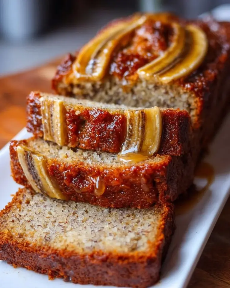 Saftiges Bananenbrot auf einem Tisch mit Bananen und Nüssen