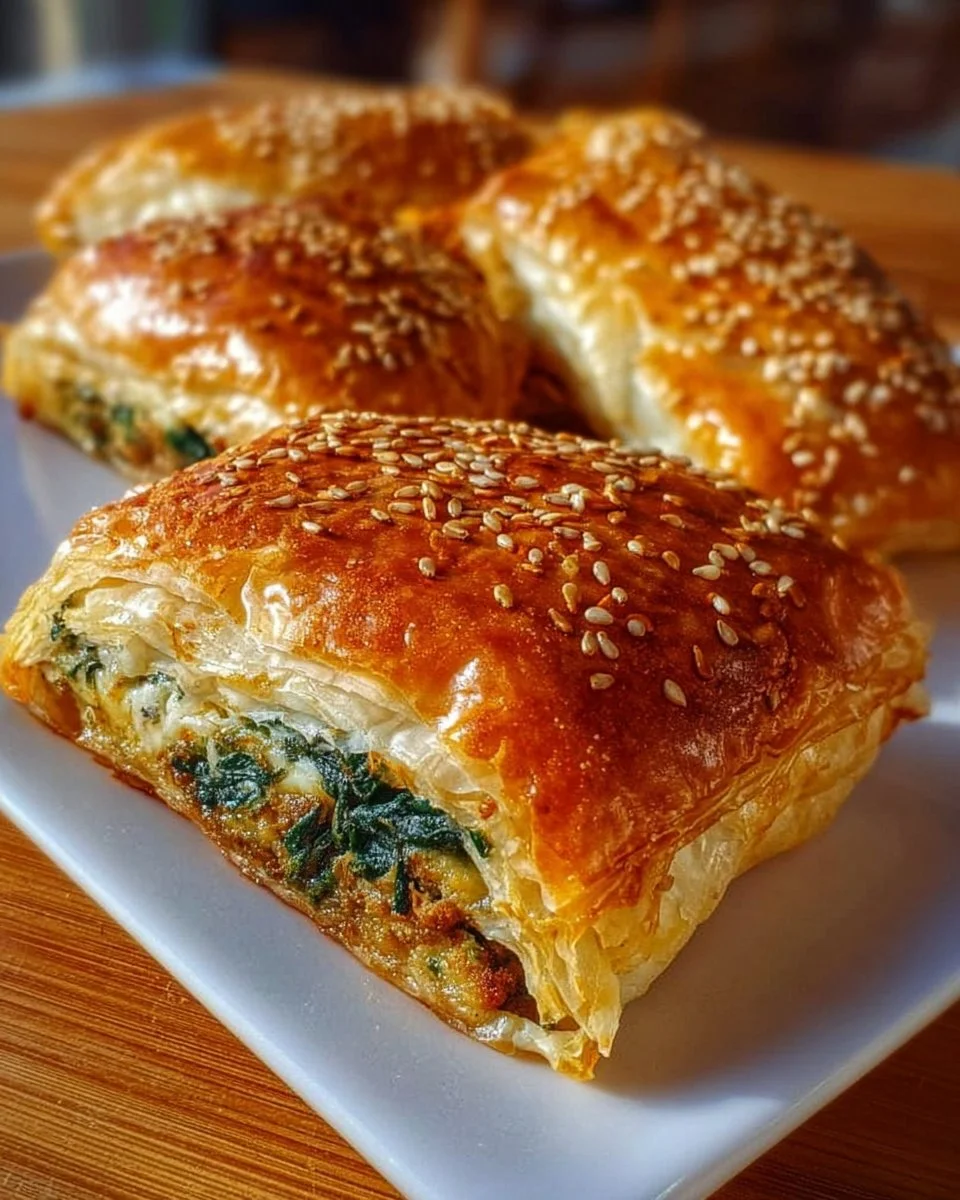 Schneller Börek aus der Heißluftfritteuse, goldbraun und knusprig serviert.