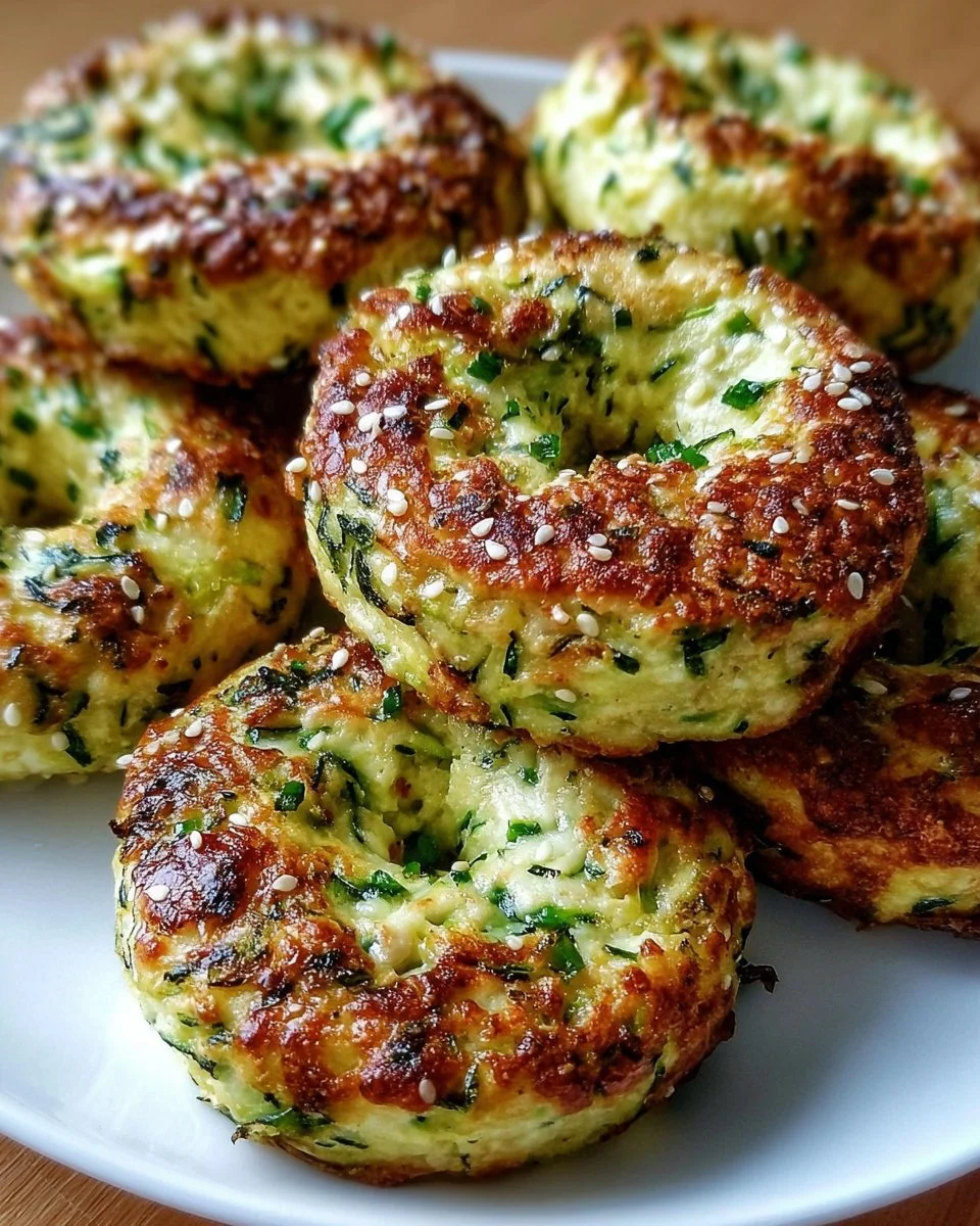 zucchini bagels frisch gebacken auf einem Holzbrett