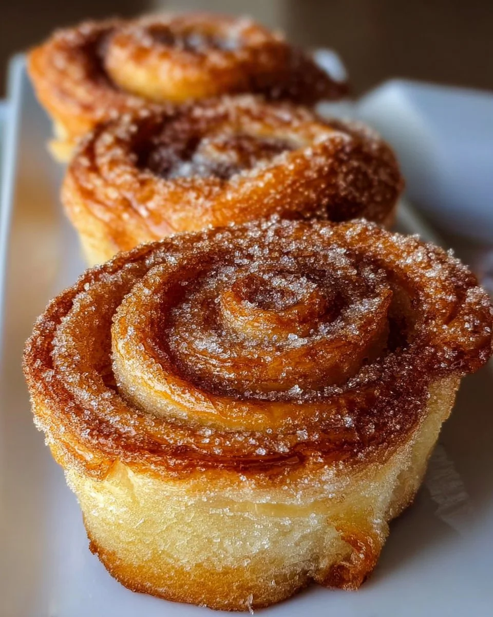 Cinnamon and sugar cruffins freshly baked and presented.