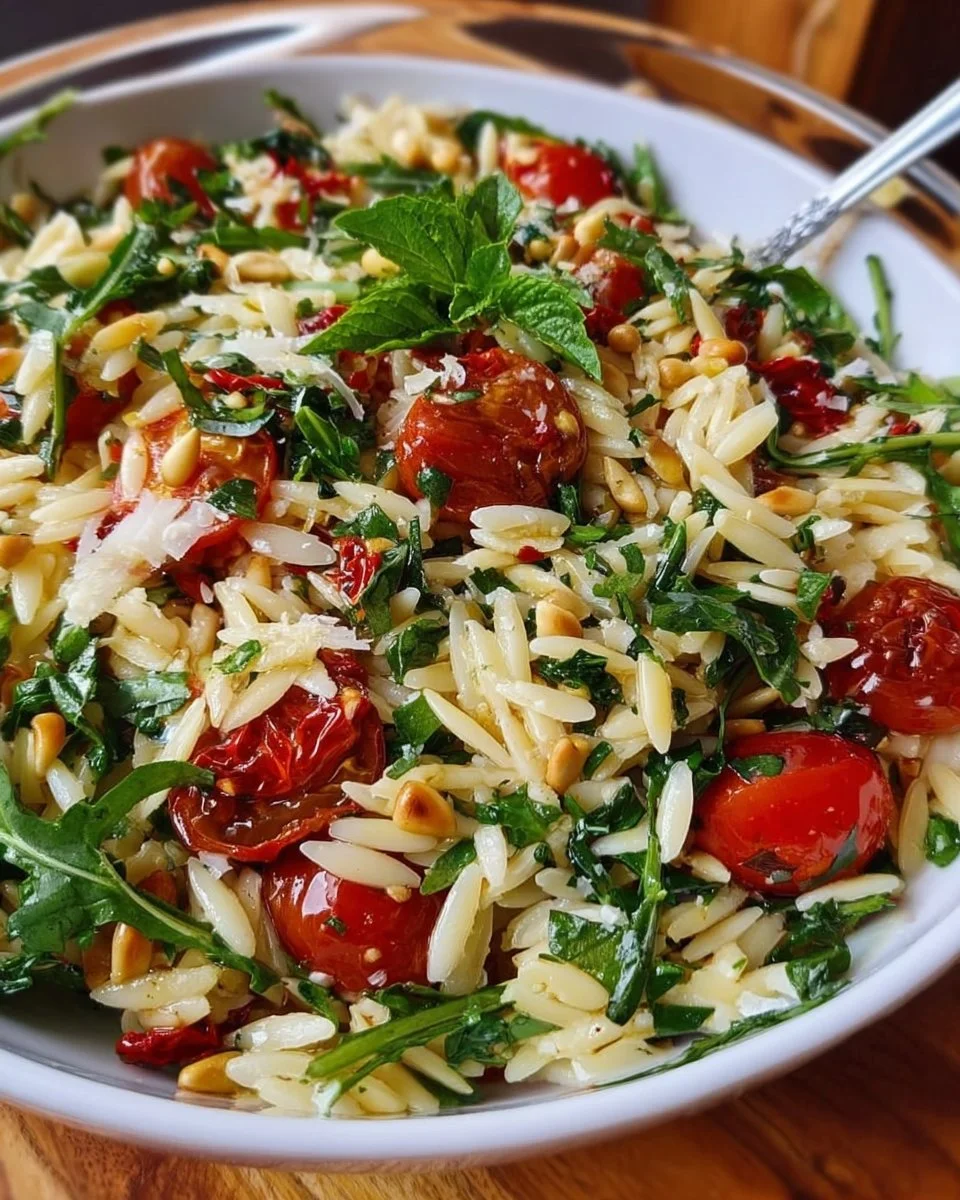 Italienischer Orzo-Salat mit frischem Gemüse und Kräutern