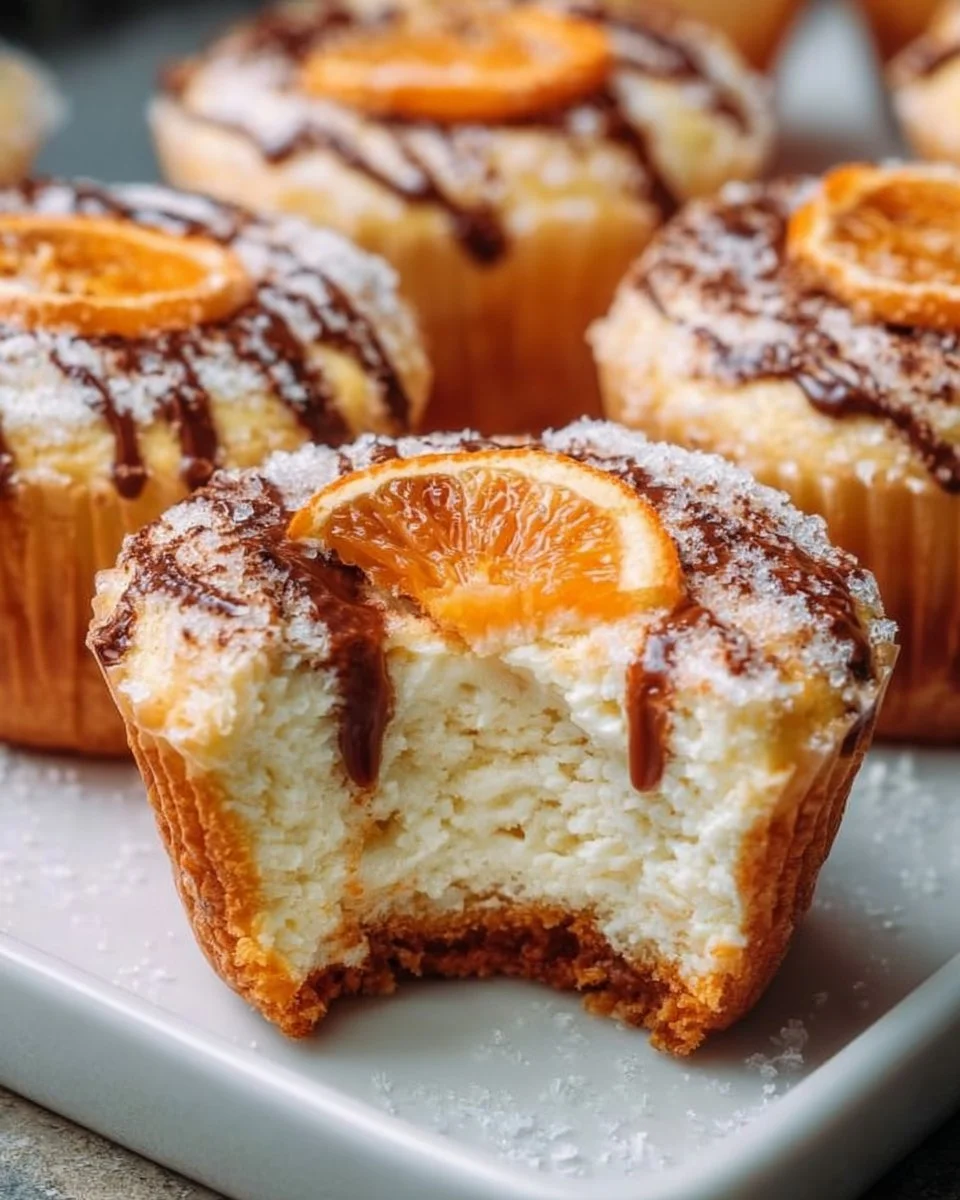 Frische Käsekuchen Muffins auf einem weißen Teller, ideal für Desserts.