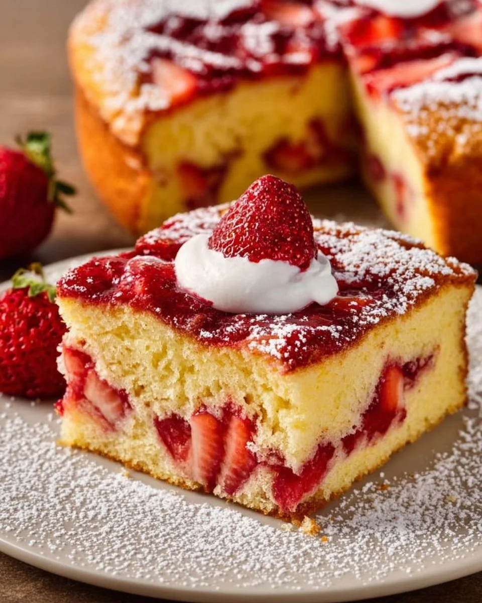 Schneller Erdbeer-Biskuitkuchen mit frischen Erdbeeren und leichter Biskuitbasis