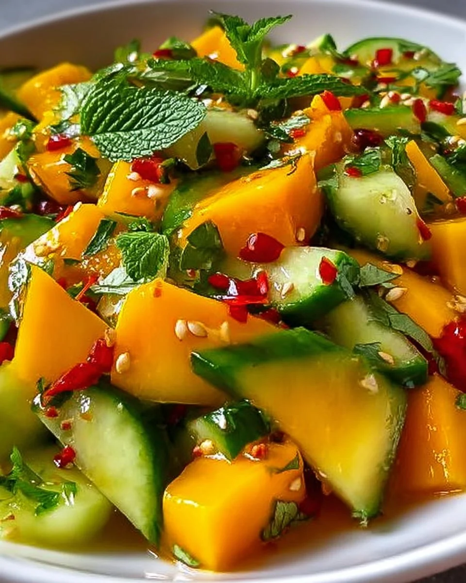 Thailändischer Mango-Gurkensalat mit frischen Zutaten