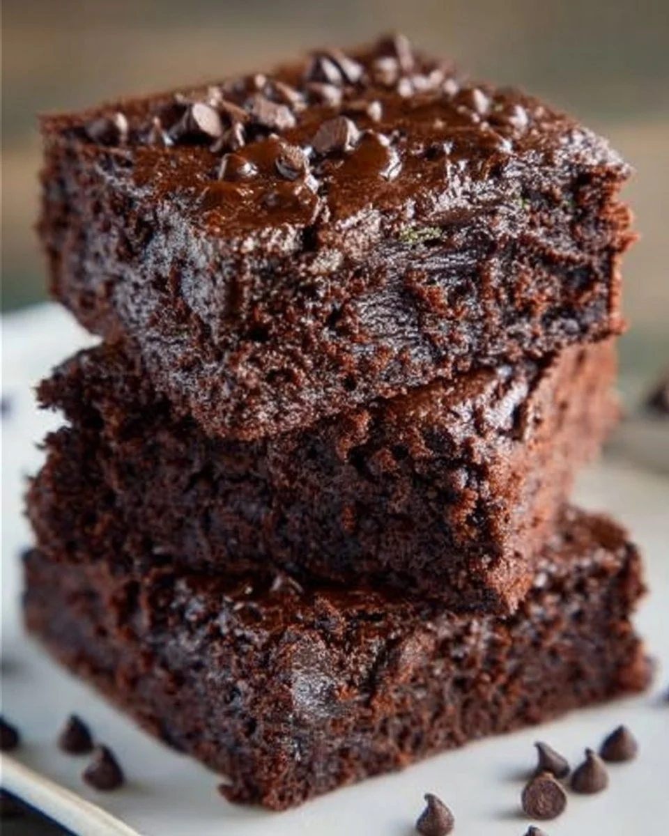 Vegane Zucchini-Brownies in einer Schüssel mit frischen Zutaten