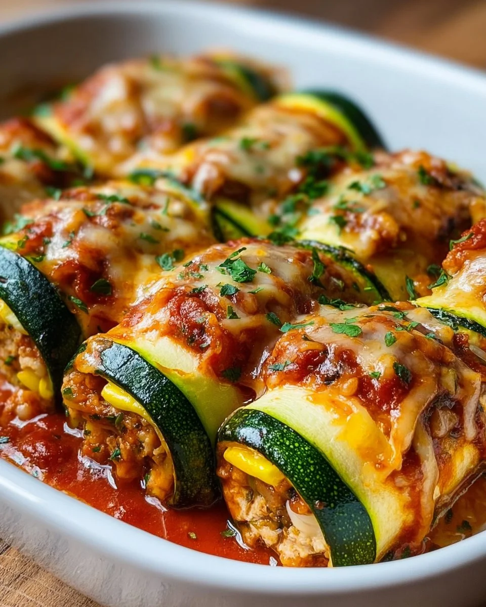 Zucchini-Enchilada-Röllchen auf einem Teller serviert