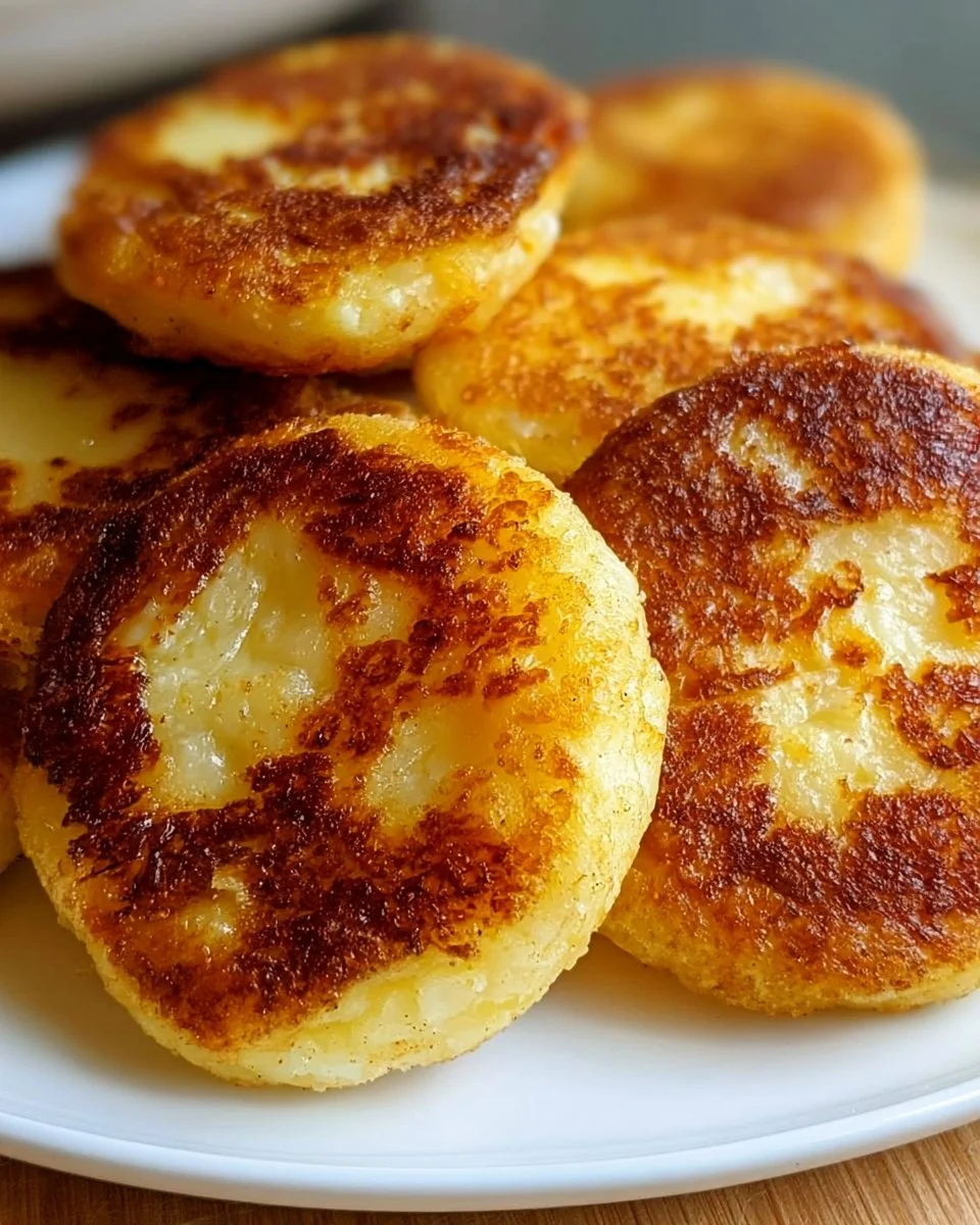 Koreanische Käse-Kartoffelpuffer auf einem Teller serviert