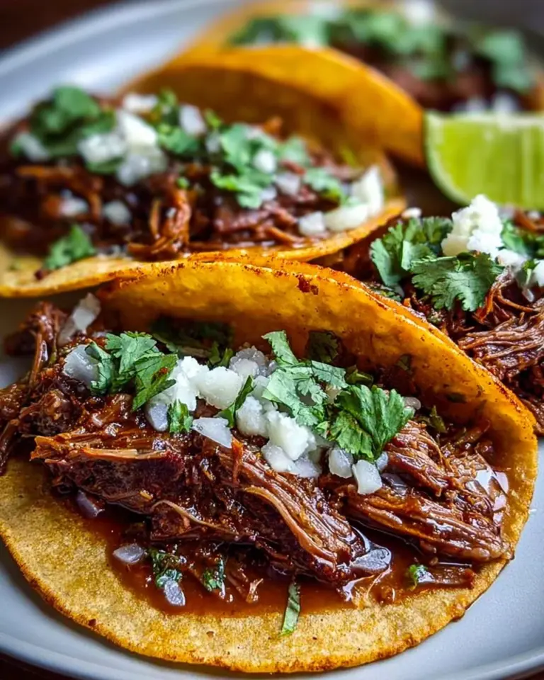 Leckere Rindfleisch-Birria-Tacos auf einem Teller serviert
