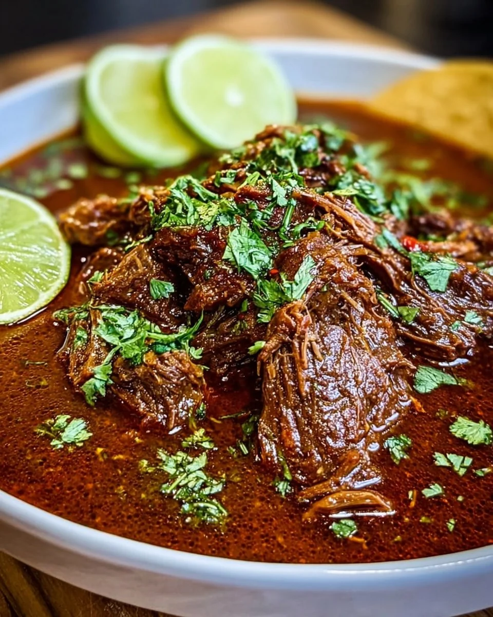 Slow Cooker Birria für schmackhafte Tacos auf einem Teller