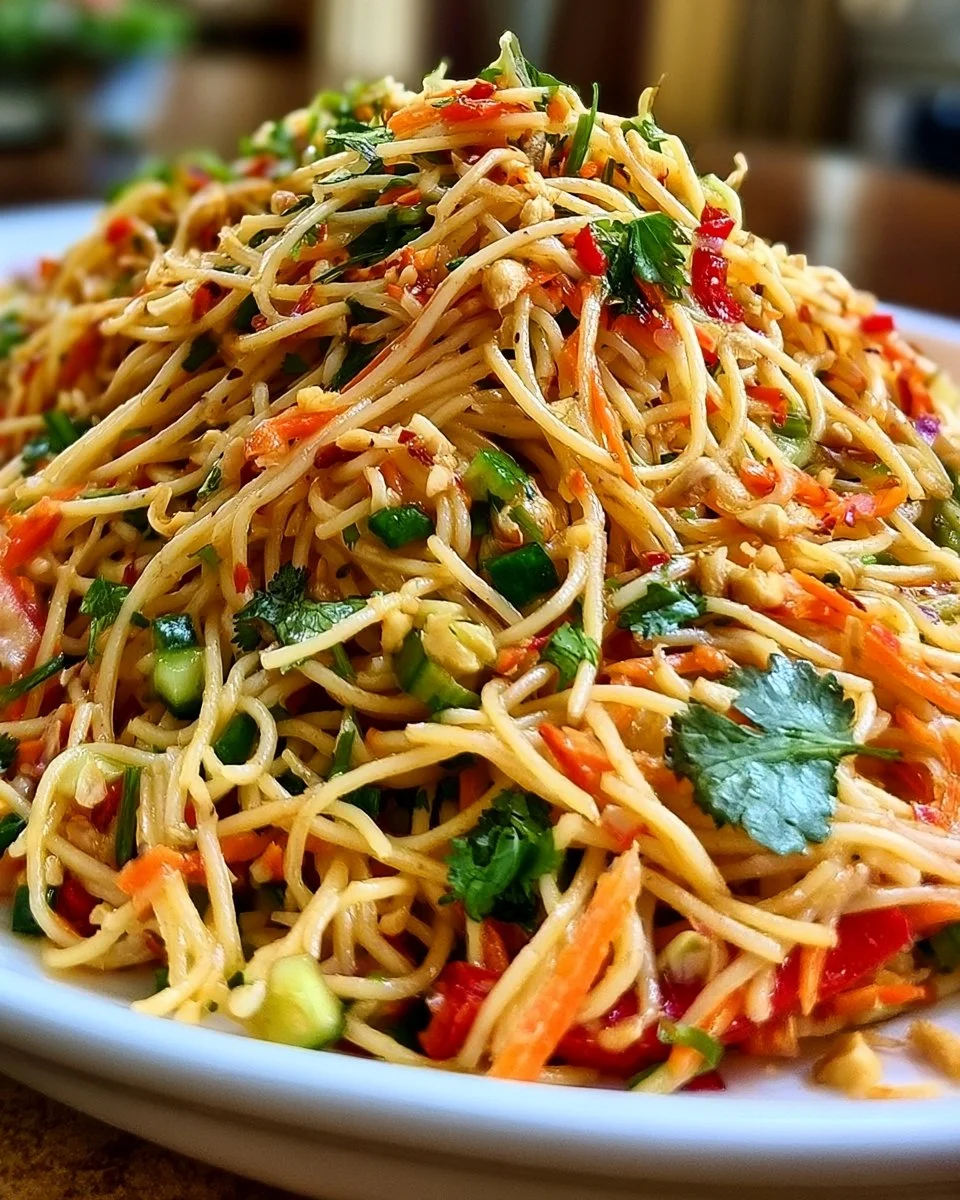 Leckerer Thai-Spaghetti-Salat mit frischen Zutaten und orientalischen Aromen