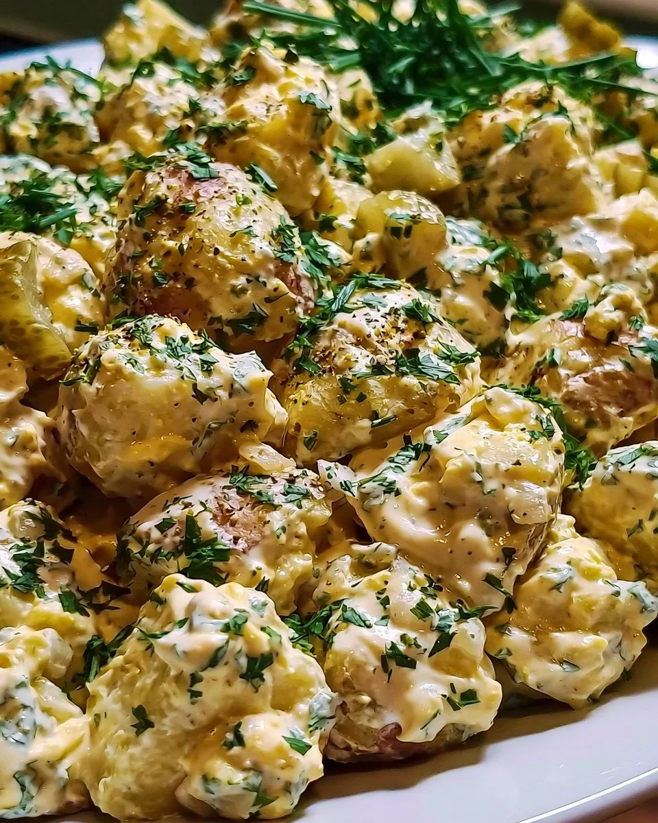 Erntedank-Kartoffelsalat als herbstliches Genussrezept mit frischen Zutaten