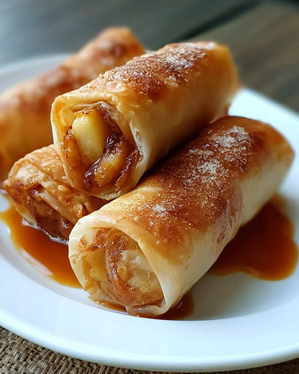 Gebratene Apfelkuchen-Reispapierrollen für süßen Genuss