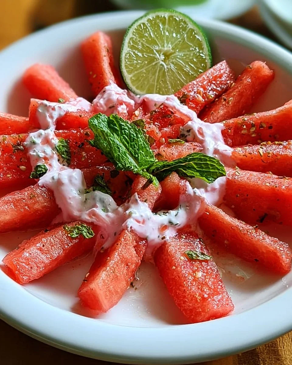 Eine Portion Wassermelonen-Pommes auf einem Teller